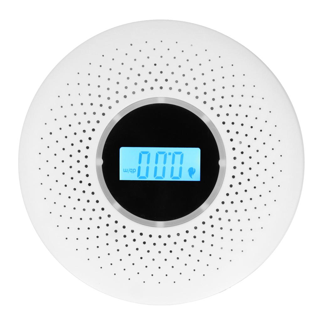 CO Smoke Combination Detector Photoelectric Sensor Sound Light Alarm LCD Display Safety Alert