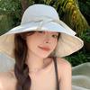 Женская солнцезащитная шляпа рыбака со шнуровкой и бантом, большие поля, летняя кепка с защитой от УФ-излучения, кепка для корейских девушек, для путешествий на пляж