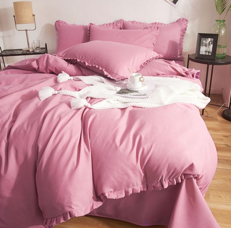 Bedding, Duvet Cover, Bed Sheet Brushed Solid Color Four-piece Set Pure Cotton Side Double Bed Single