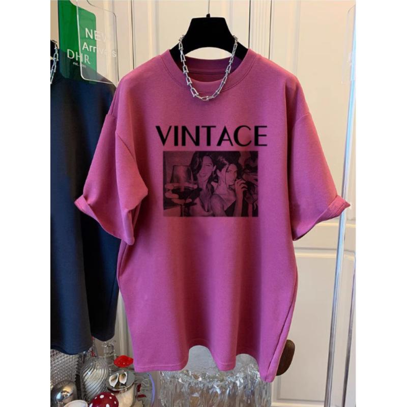 Футболка с короткими рукавами для женщин, летняя, новая, из чистого хлопка, средней длины, с круглым вырезом, универсальная, повседневная, замедляющая старение