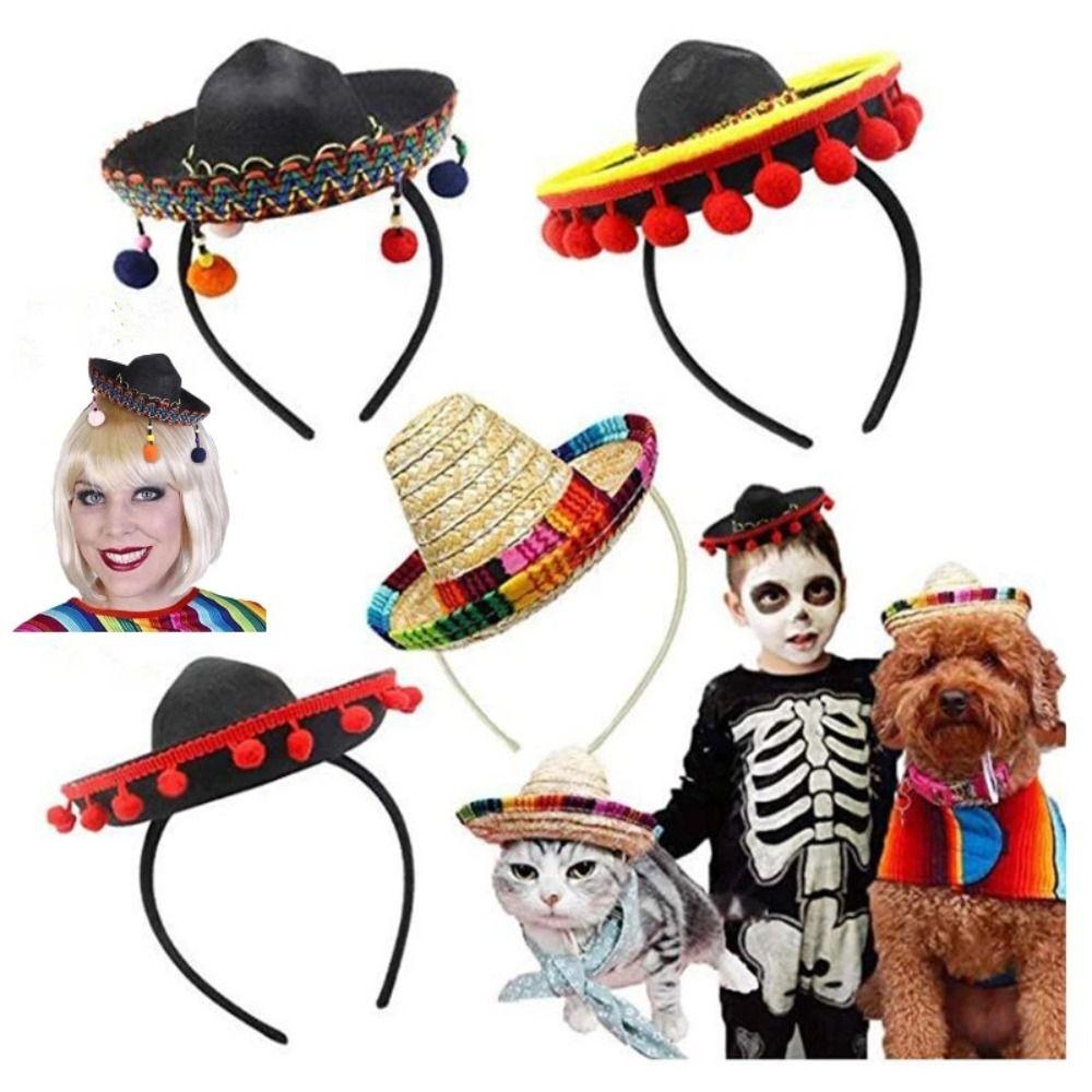 Нескользящий Подарок Детский День Рождения Повязки на Голову Мини Сомбреро Мексиканская Шляпа Ободок Женский Обруч для Волос