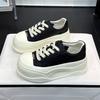 Leather Thick-soled Casual Little White Shoes Women's Spring New Round Head Lace-up Versatile Soft-soled Heightening Board Shoes
