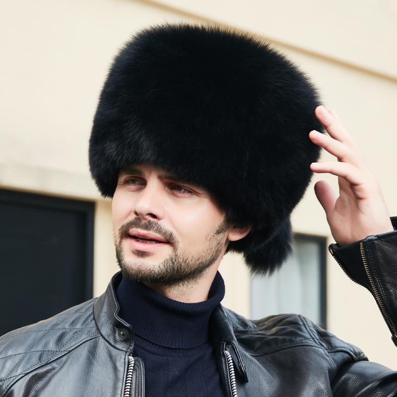 Мужская шапка-ушанка из лисьего меха, зимняя, для северо-восточной зимы, для среднего и пожилого возраста, из енотового меха, теплая, из натуральной овчины, кожаная шапка для мужчин