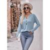 Autumn Women's Casual V-Neck Buttoned Milled Blouse Long Sleeve Top
