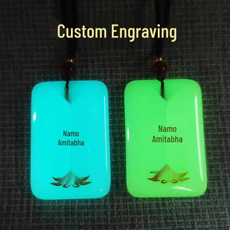 Светящийся кулон-ожерелье с гравировкой Гуаньинь и Будды