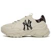 New MLB Big Ball Chunky Sneakers Unisex Low Top Beige/Black 3ASHCM11N-50BKS