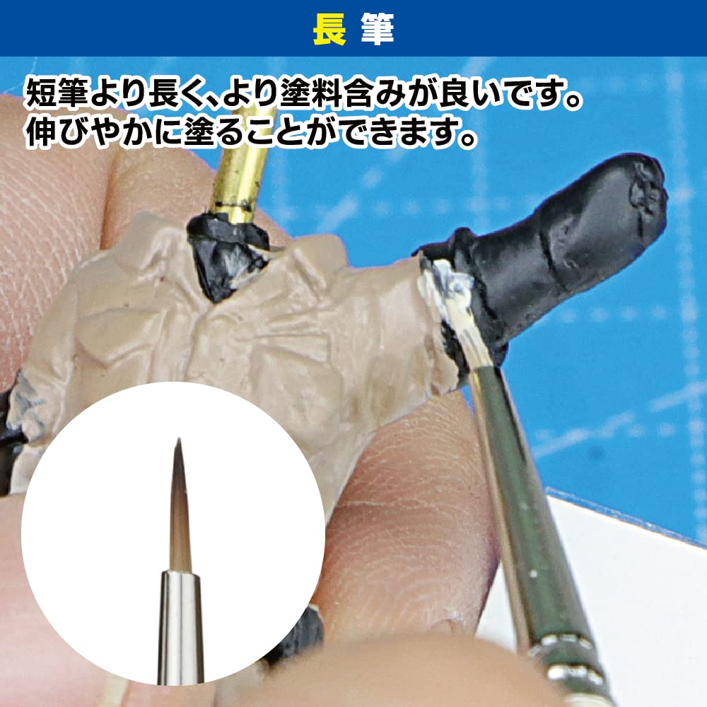 GodHand Kamifude Sennin Brush Set of 4 Painting Brush Plastic Model Tool White (Short Brush/Long Brush/Sail Brush/Dry Brush) GH-BRSP-SN-SET