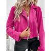 Autumn and Winter New European and American Suit Collar Fashion Zip-up Pink Jacket Long Sleeve Short Outerwear Deerskin Velvet Top 6 Colors