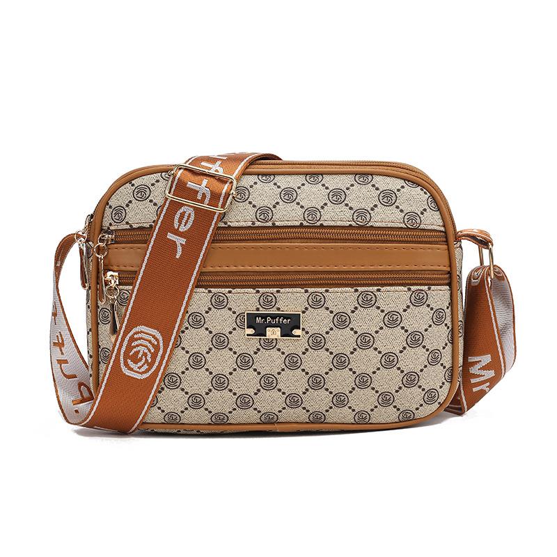 Fashionable Women's Bag, Middle-aged Mother's Bag, Single-shoulder Crossbody Bag, Versatile for Ladies with Floral Patterns, Small Square Bag