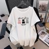 Женская свободная футболка большого размера, средней длины, с короткими рукавами и круглым вырезом