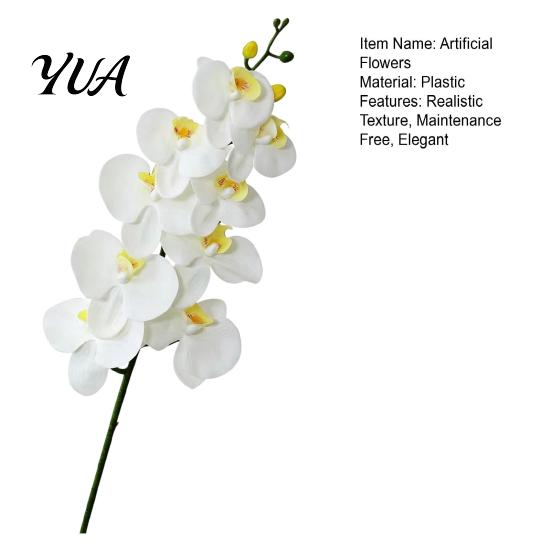Long Lasting Fake Flowers for Interior Design Artificial Phalaenopsis Silk Orchid Flower Home Decor, Realistic Velvet Plant Reusable Faux Floral