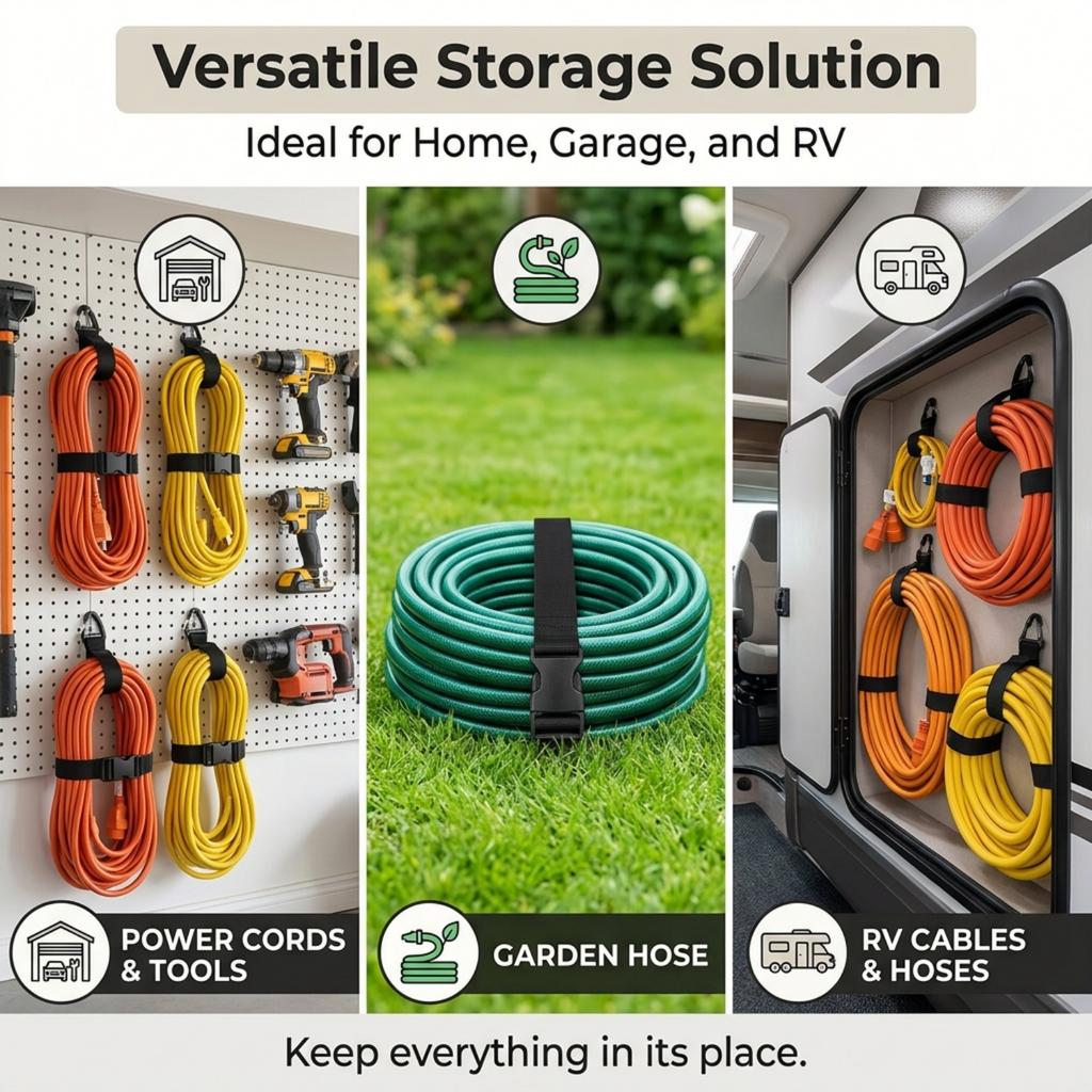 Adjustable Outdoor Strap with Plastic Buckle and Metal Triangle Hook for Hiking Camping Backpack Luggage Securing and Organizing Gear