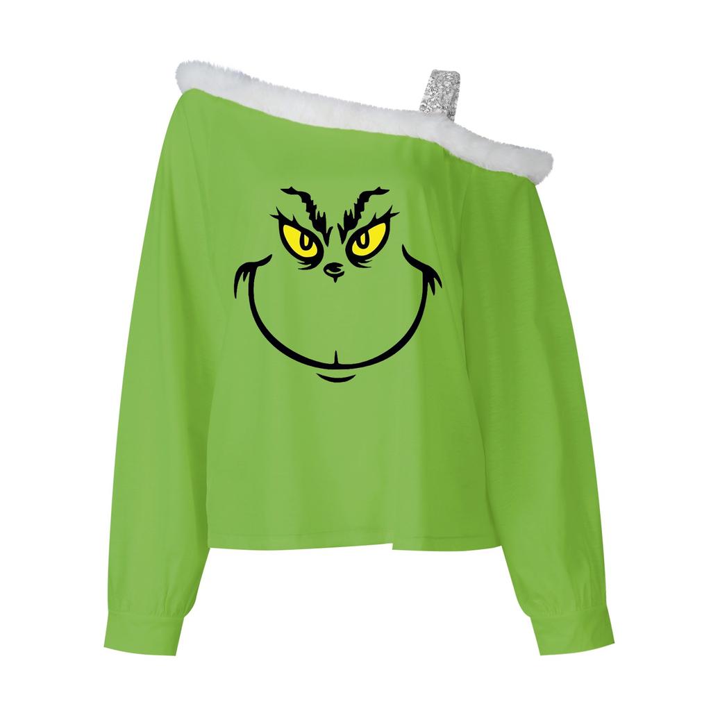 Женские топы с длинными рукавами, свободные пуловеры с рождественским принтом