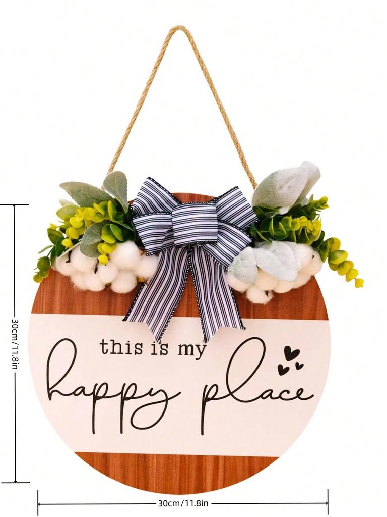 Round wooden hanging card bow decoration welcome sign wooden pendant decorative pendant 1 pcs