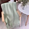 Wool Scarf Women's New Autumn and Winter Solid Color Soft Waxy Mohair Scarf Scarf Neck Thickened Warm Shawl
