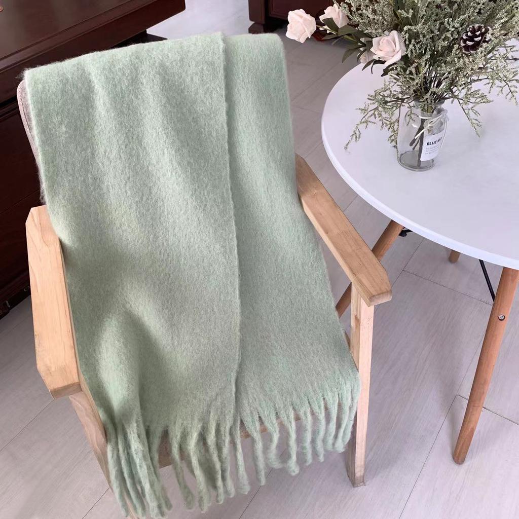 Wool Scarf Women's New Autumn and Winter Solid Color Soft Waxy Mohair Scarf Scarf Neck Thickened Warm Shawl