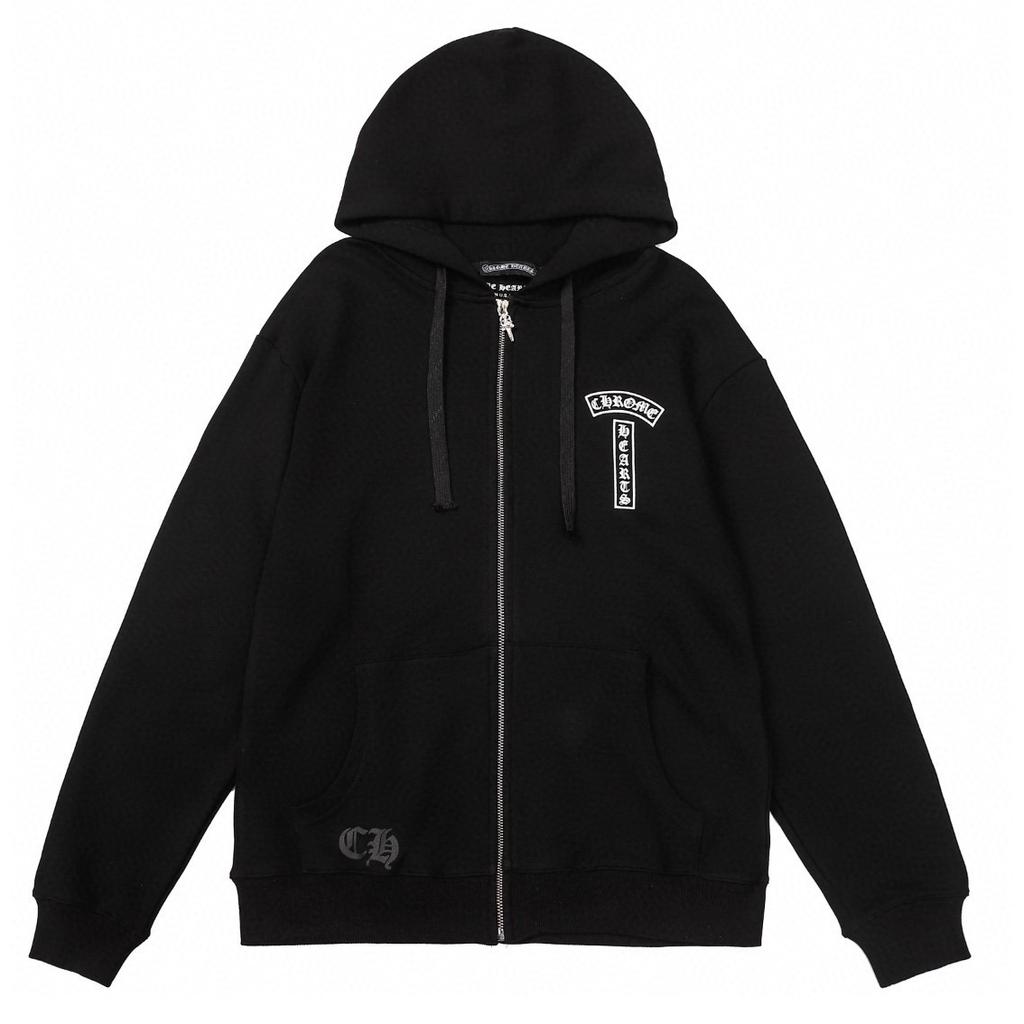 830 CHROME HEARTS Осень-Зима 2026 Новый Большой Размер Классический Стиль Логотип Молния Худи Толстовка, Подходит для Ношения Парами
