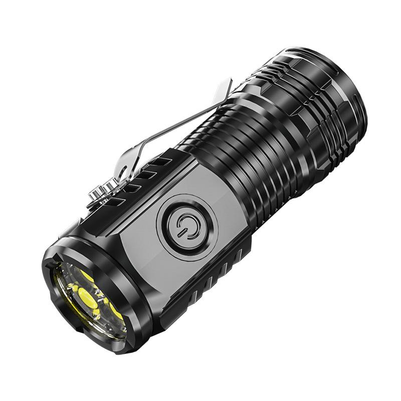 Mini LED Flashlight COB+XPE Portable Torch USB Charging Camping Lantern Zoomable Reading Light Tactical Flashlight with Pen Clip