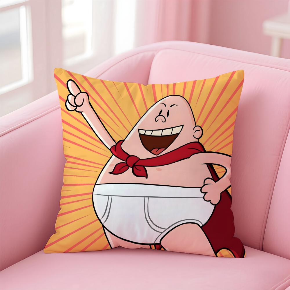 Funny American Cartoon CCaptain Underpants Cushion Cover Pillow Case Soft Skin Friendly Fabric Concealed Zipper