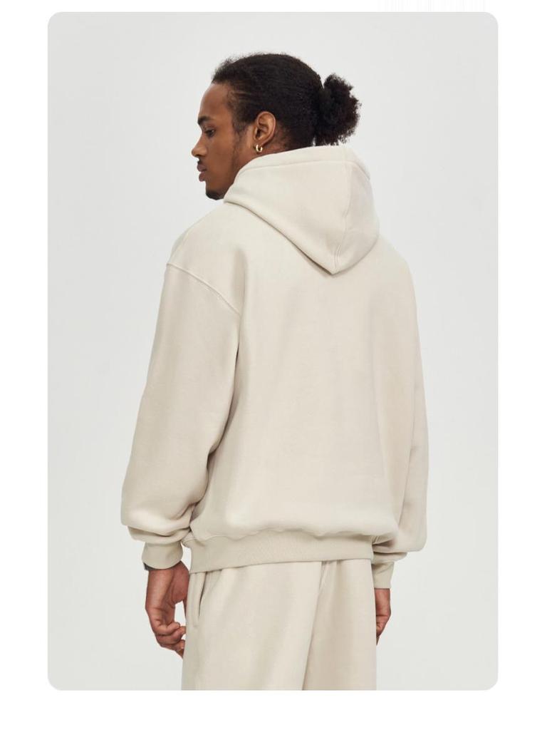 Мужское худи оверсайз на флисовой подкладке 2025 - Однотонное, Толстое, Уличная куртка для зимы/осени