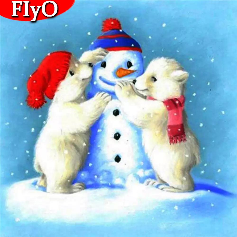 3D Алмазный Снеговик Рождественская Алмазная Вышивка Полная Круглая Квадратная Алмазная Картина Медведь Набор Для Рукоделия Декор Для Дома