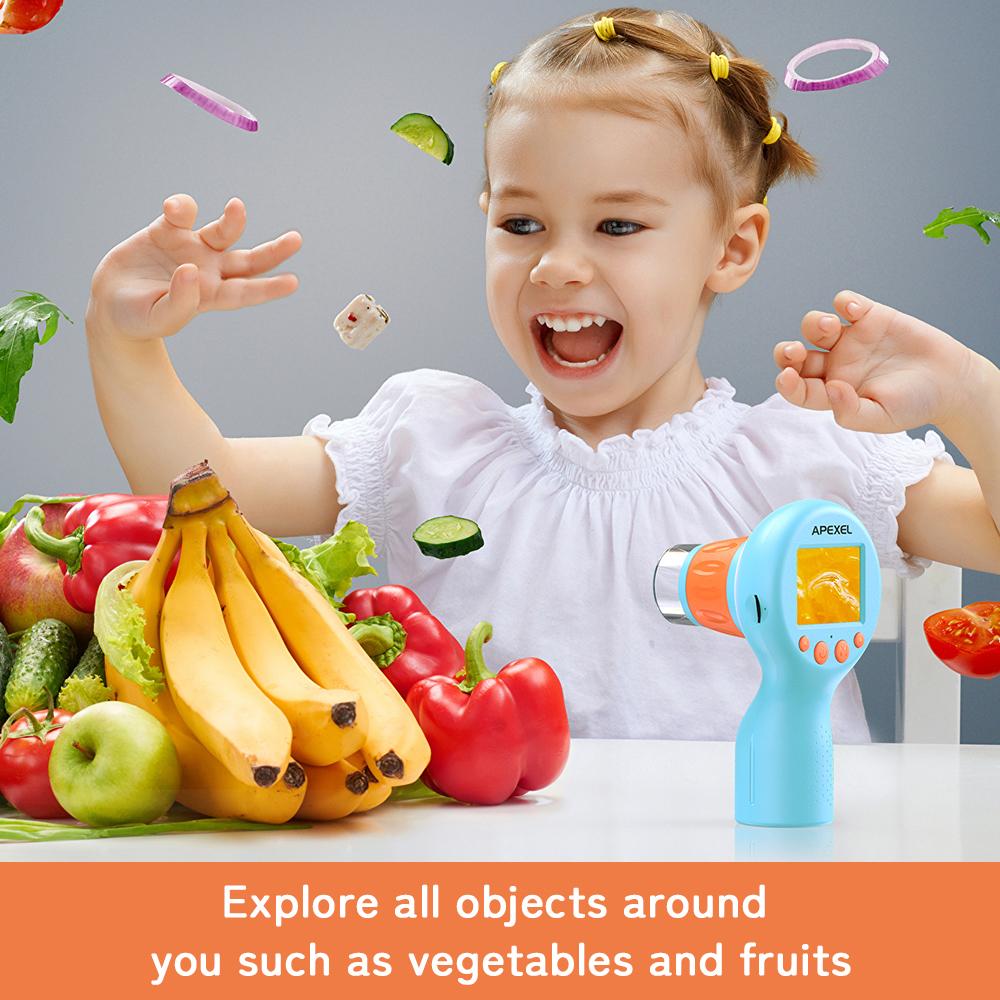 APEXEL APL-MS201 Детский портативный цифровой микроскоп с камерой 2 МП фото 720P видео 2,0 дюйма IPS