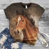 Women T-shirt 3d Horse Print Tshirt Women Fashion Crew Neck Short Sleeve T-shirt Animal Graphic T Shirt Ladies Tops Tees