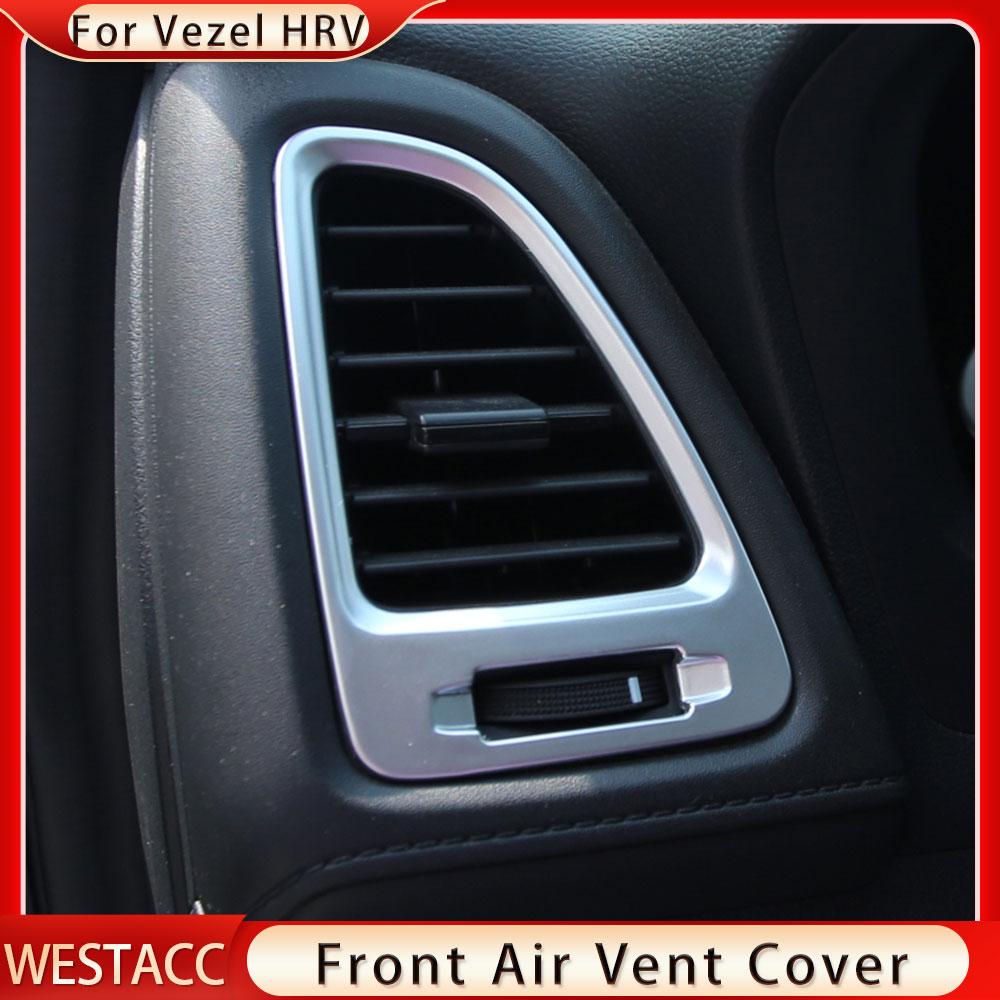 2 шт., хромированная передняя крышка автомобиля из АБС-пластика, накладка на вентиляционное отверстие для Honda Vezel HRV HR-V 2014-наклейка на выпускное отверстие для воздуха