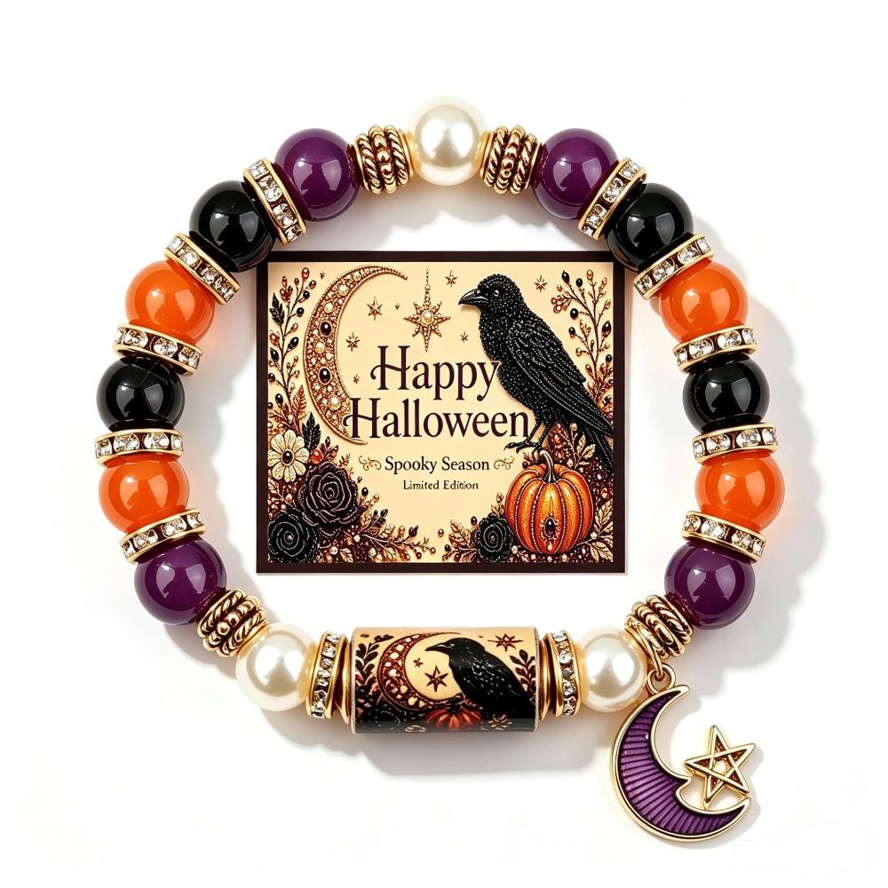 Vintage Halloween Beaded Bracelet Handmade Crystal Holiday Bracelet For Women Men