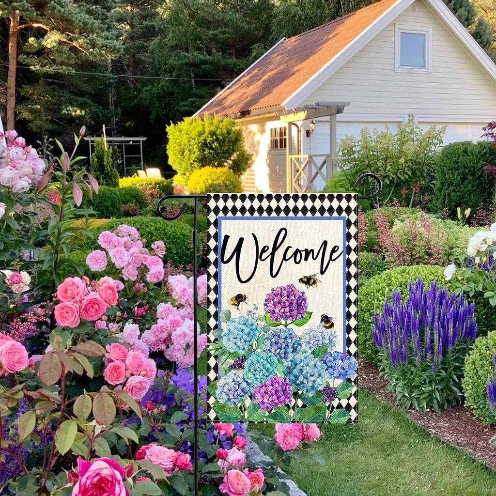 Лавандовые садовые флаги 12x18 дюймов двухсторонние наружные, весенние цветы приветственный знак праздничные украшения для двора на открытом воздухе
