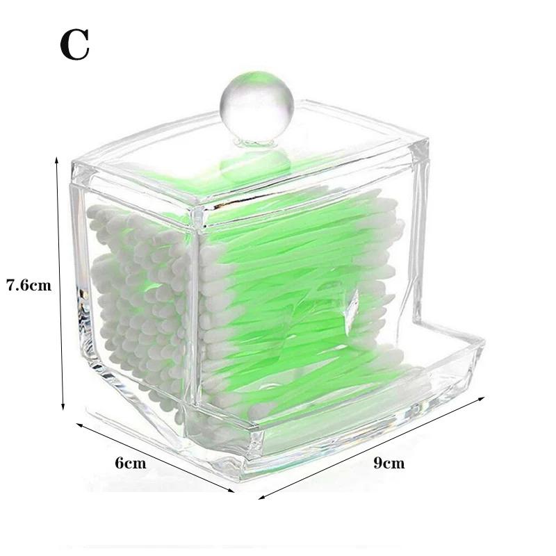 Органайзер для макияжа, коробка для хранения косметики, органайзер, держатель для ватных тампонов, коробка для ватных дисков, прозрачная пластиковая коробка с крышкой, пыленепроницаемая