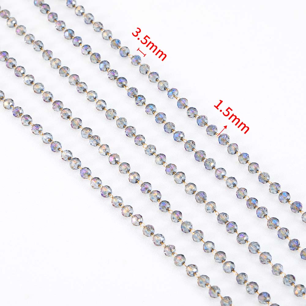 1M Stainless Steel Pink Ball Beads Beaded Chain 4.5mm Glass Crystal Link Chains for DIY Bracelet Necklace Jewelry Making Supply