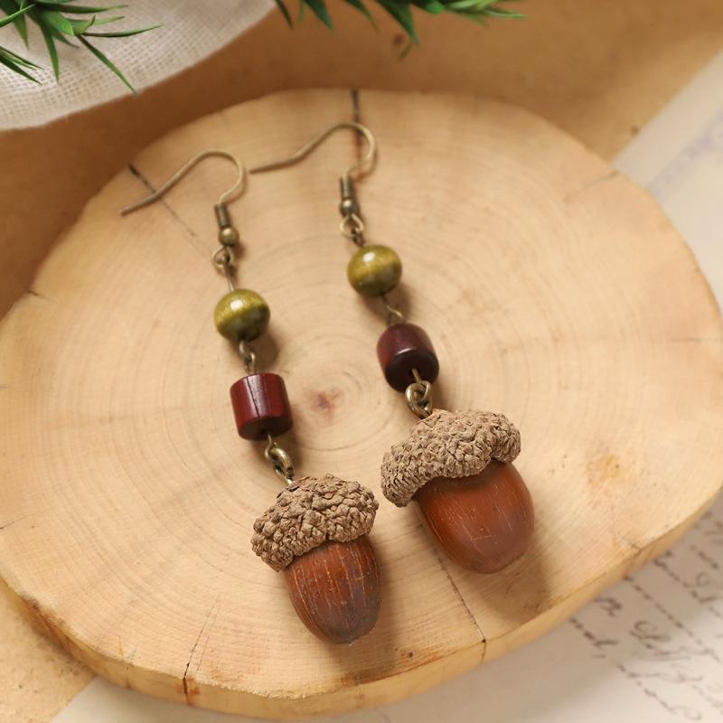 Ретро ручной работы серьги с растениями и фруктами Мори шишка литературный и этнический стиль традиционная китайская медицина сушеные фрукты нишевые креативные серьги женские