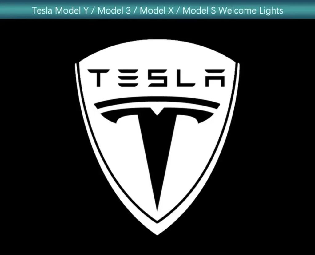 Car Sticker Tesla 2Pcs Car Door Projector LED Logo Welcome Lights Shadow Decoration Lamp for Tesla Model 3 Y Model X S Accessori
