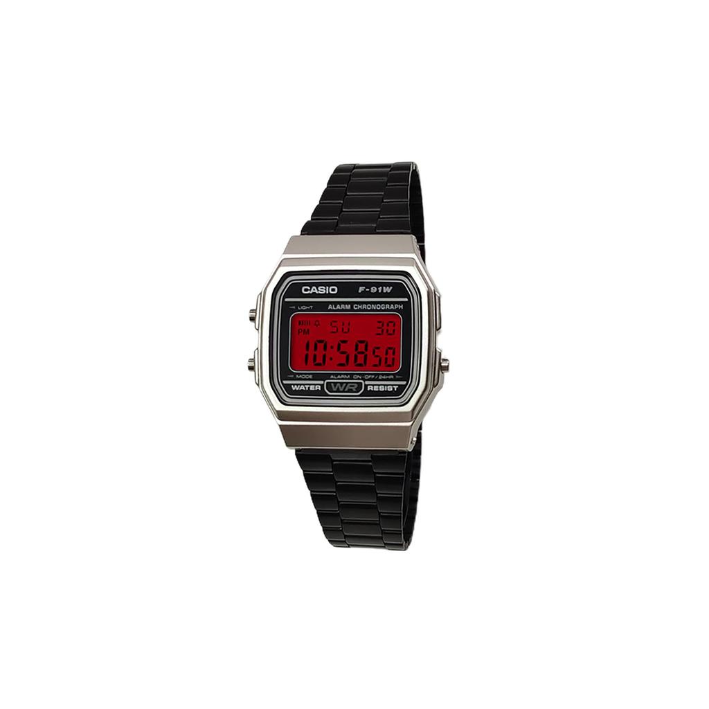Casio Коллекция Custom Кварцевый механизм Ремешок из нержавеющей стали Часы Мужские Часы Черный циферблат F-91WM-7A(Watch5--)