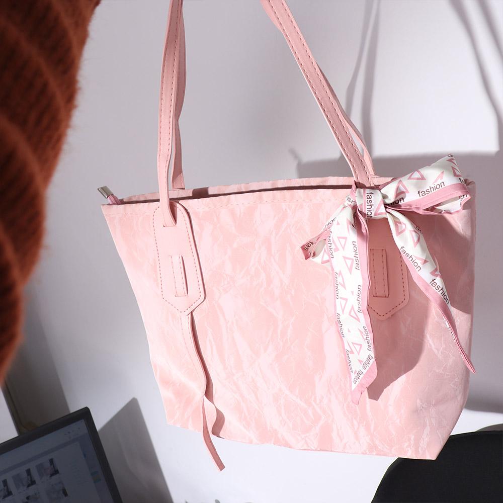 With Silk Scarf PU Leather Handbag Korean Style School Bag Casual Tote Bag  Girl