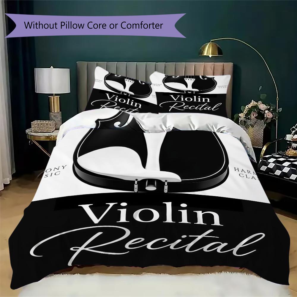 Vintage Sheet Music Pattern Bedding uilt Set uilt Cover Pillowcase Home Decoration Birthday Gift (1 * duvet cover + 2 * pillowcase without core)