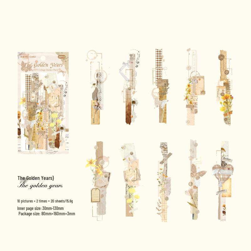 Набор ретро-коллажных стикеров Momo PET: 20 листов, 6 дизайнов для журналов и DIY-декора
