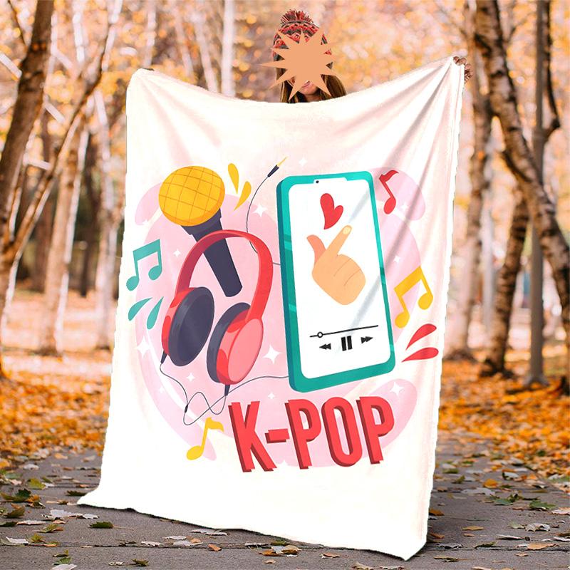 Kpop Flannel Blanket Soft Warm All-Season Throw, Design for Camping, Car Travel, Hiking Sofa, Bed, Office Perfect Gift for Parties