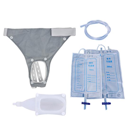 Wearable Urine Collector with 2 Drainage Bags Silicone Catching Capsule Breathable Fixation Pants for Elderly Patients