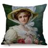 Elegant Lady Beautiful Nordic Classical Woman Oil Painting Home Decorative Throw Pillow Case Art Room Gallery Sofa Cushion Cover