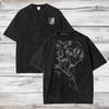Mikasa Attack on Titan Graphic Tshirt Manga Vintage Washed Oversized T Shirt Men Women Clothing Cotton Short Sleeve Tee Shirt