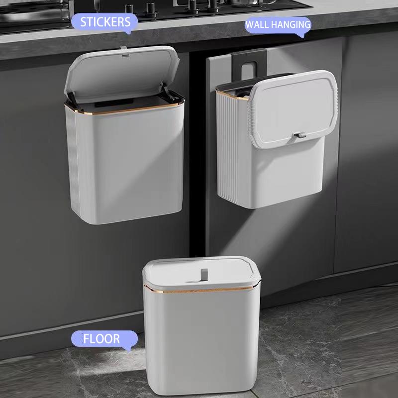 Kitchen Trash Can Wall Mounted Hanging Trash Bin With Lid Garbage Bathroom Recycling Garbage Basket for Cabinet Under Sink Bin