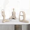 Sandstone Finish Yoga Figure Resin Statue Nordic Zen Meditation Sculpture for Desk Decor, Ornament with Minimalist Stone Texture