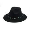 British Turquoise Belt Soft Felt Hat Party Outing Gentleman'S Top Hat Large Flat Brim Woolen Warm Jazz Hat