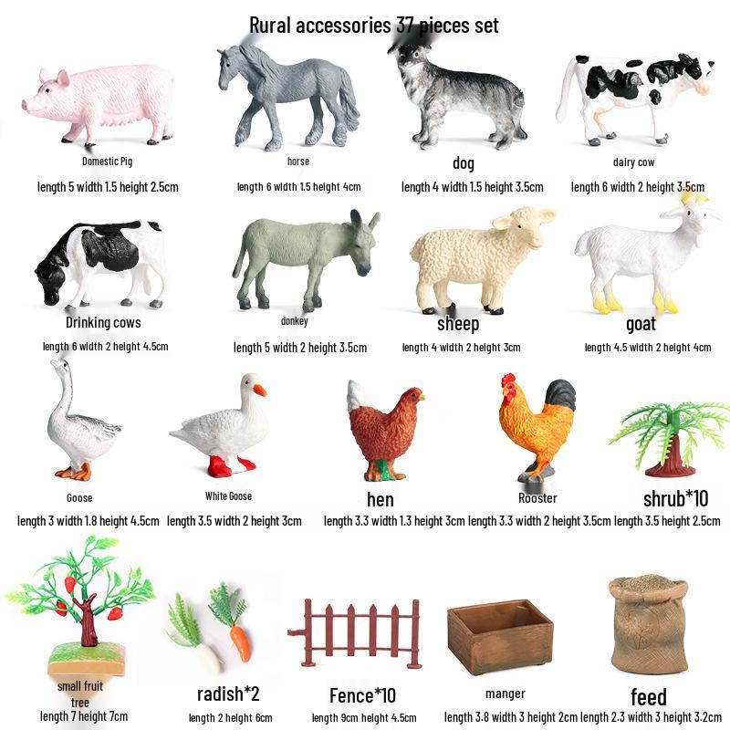 Plastic Farm Figures: Farmer, Woman, Ranch Worker, Police