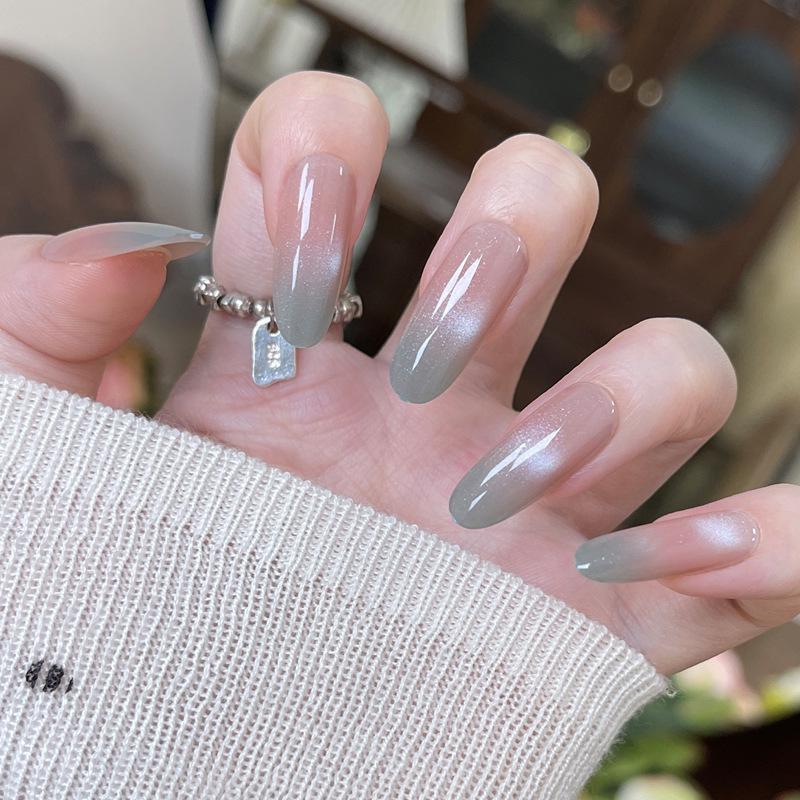 Handmade Starry Sky Gradient French Manicure False Nails