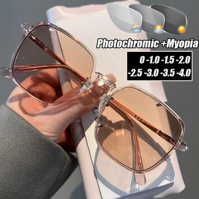 Большие квадратные меняющие цвет минусовые очки винтажные синие светоблокирующие очки для близорукости оптические очки солнцезащитные очки диоптрийные