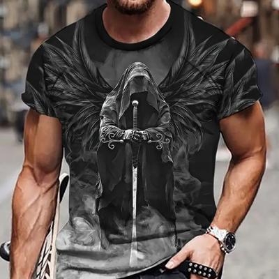 Новая летняя мужская модная футболка с принтом «Personality Angel Knight»