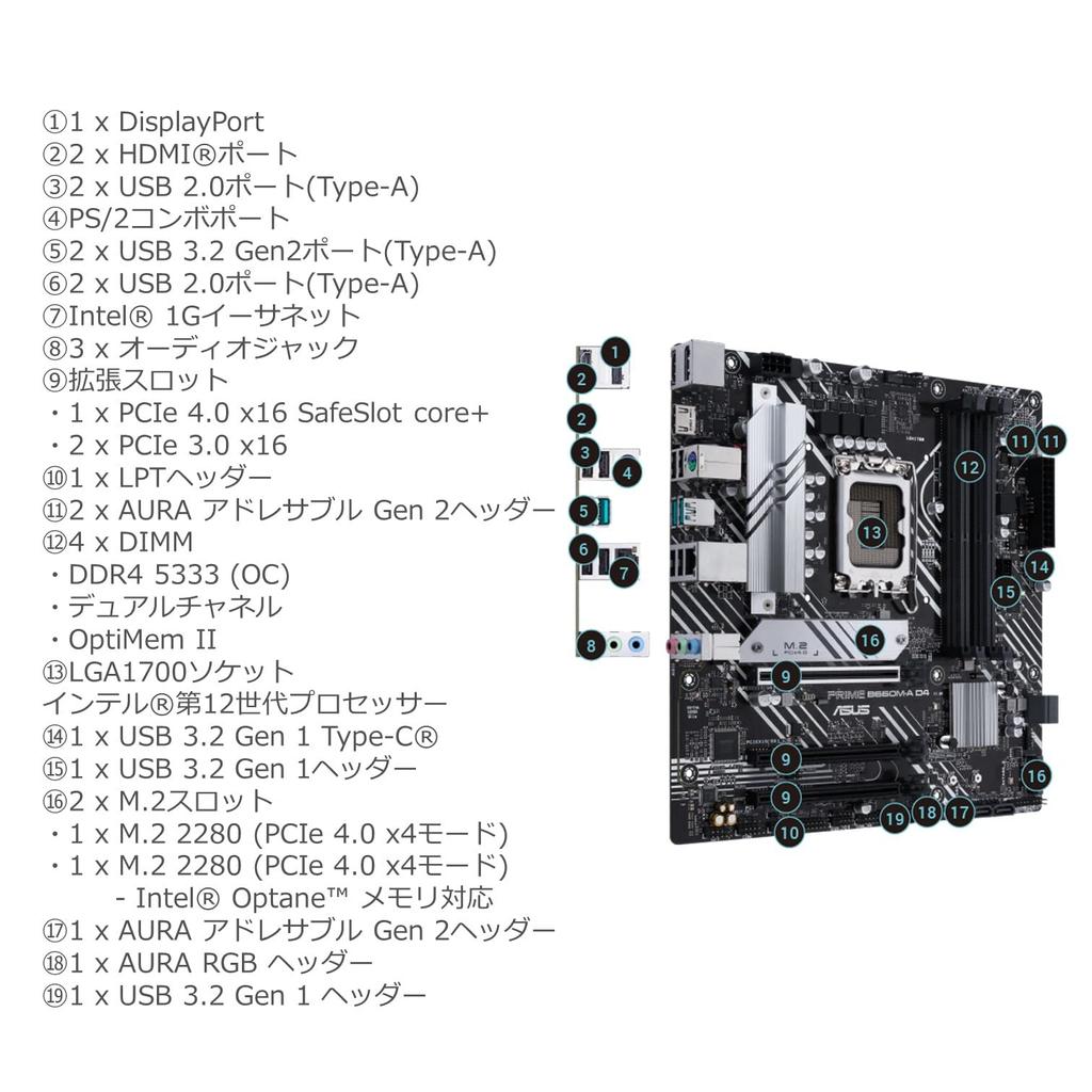 ASUS INTEL 12th Generation CPU Compatible B660 Chipset mATX Motherboard PRIME D4 Authorized Distributor (LGA1700) B660M-A [Domestic Product]